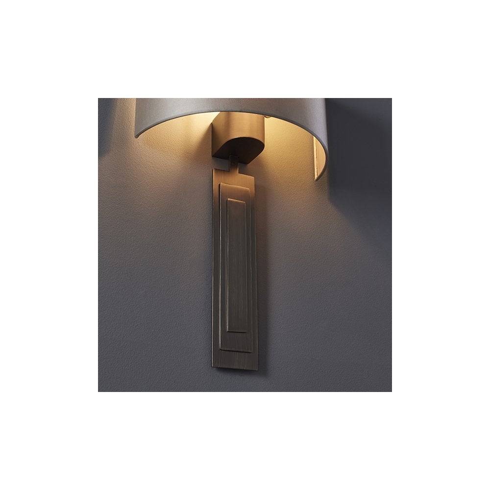 95271 1 Light Wall Light Brushed Bronze Plate & Mink Satin Fabric Shade
