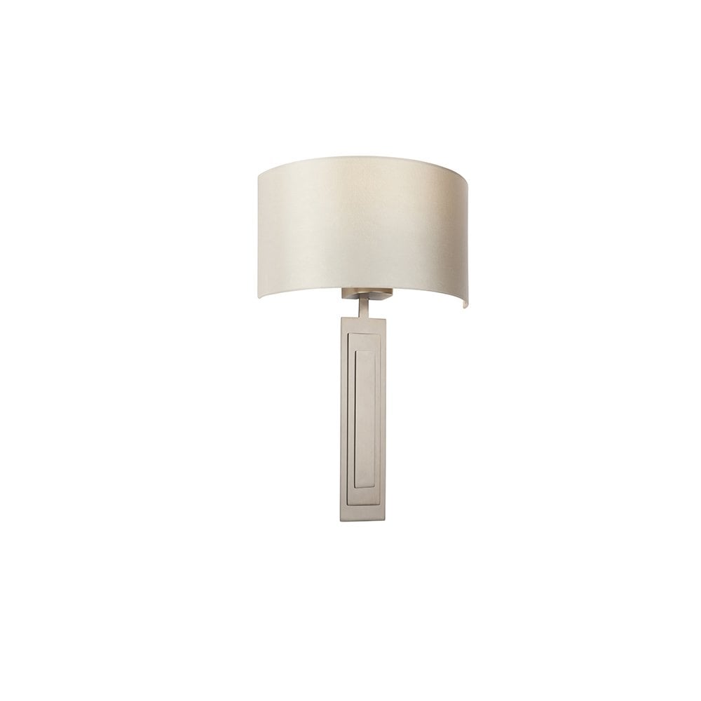 95271 1 Light Wall Light Brushed Bronze Plate & Mink Satin Fabric Shade