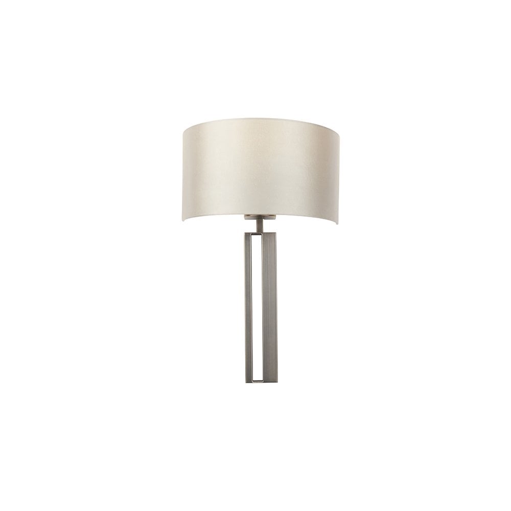 95449 1 Light Wall Light Brushed Bronze Plate & Mink Satin Fabric Shade