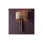 95449 1 Light Wall Light Brushed Bronze Plate & Mink Satin Fabric Shade