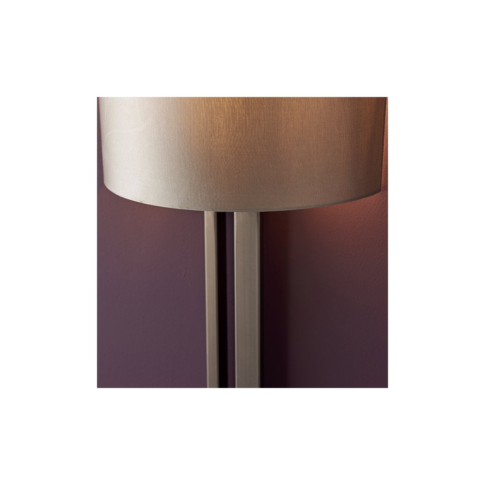 95449 1 Light Wall Light Brushed Bronze Plate & Mink Satin Fabric Shade
