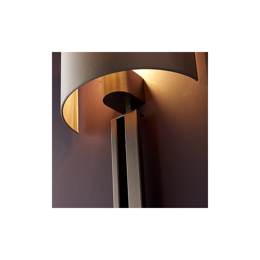 95449 1 Light Wall Light Brushed Bronze Plate & Mink Satin Fabric Shade