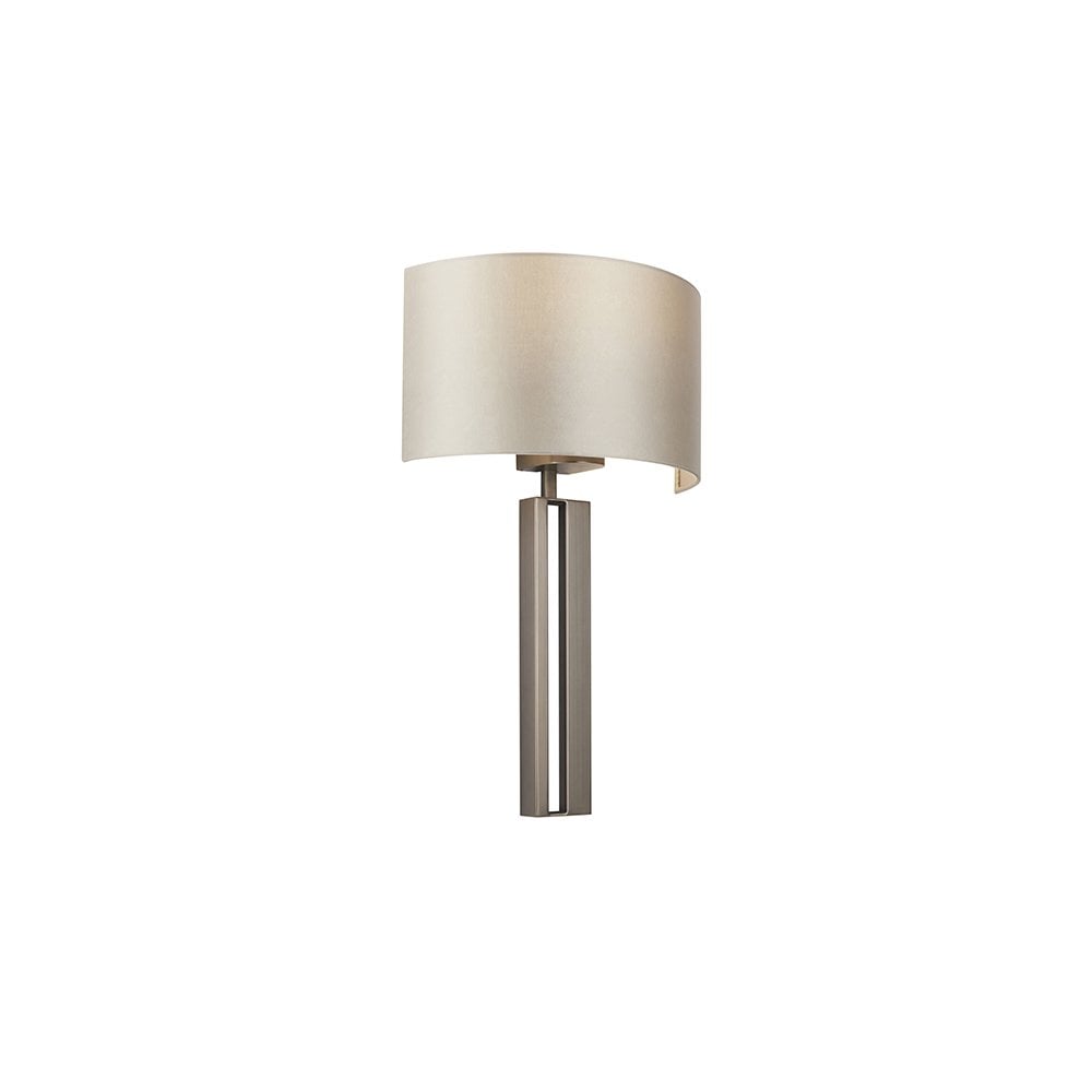 95449 1 Light Wall Light Brushed Bronze Plate & Mink Satin Fabric Shade