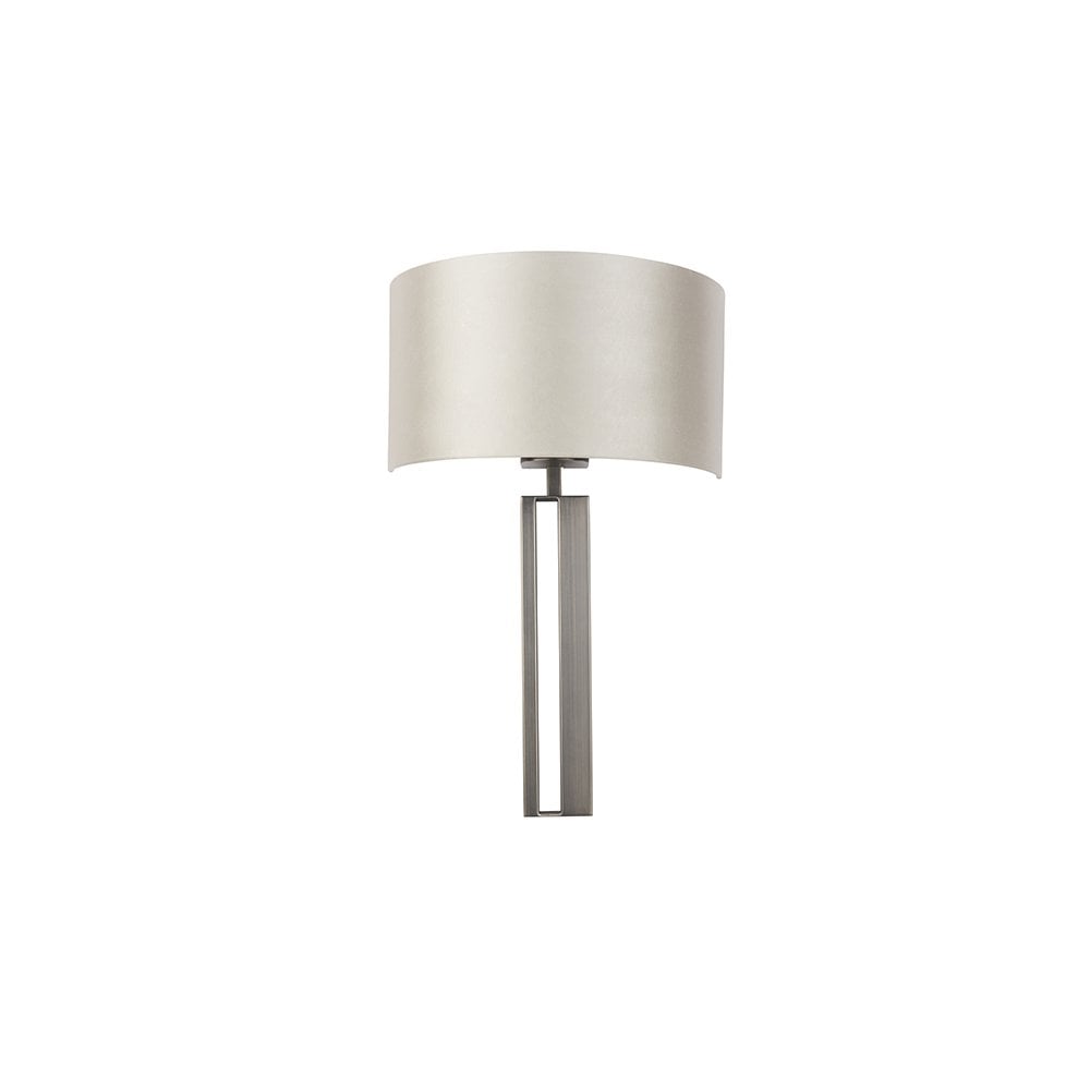 95449 1 Light Wall Light Brushed Bronze Plate & Mink Satin Fabric Shade