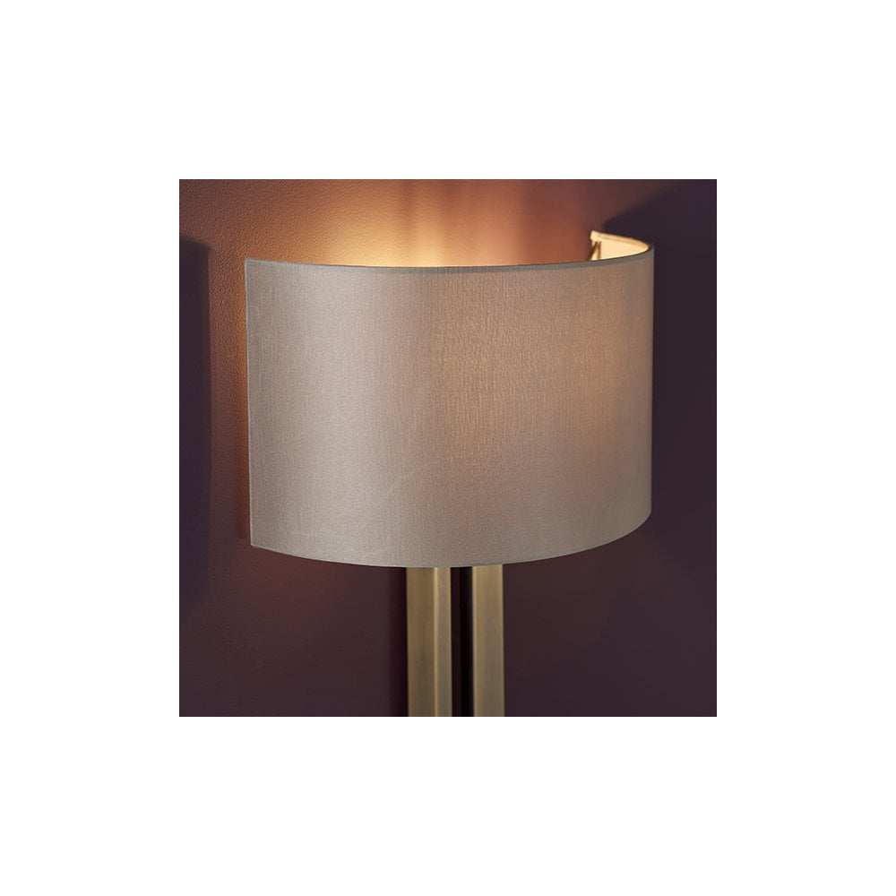 95452 1 Light Wall Light Matt Antique Brass Plate & Mink Satin Fabric Shade