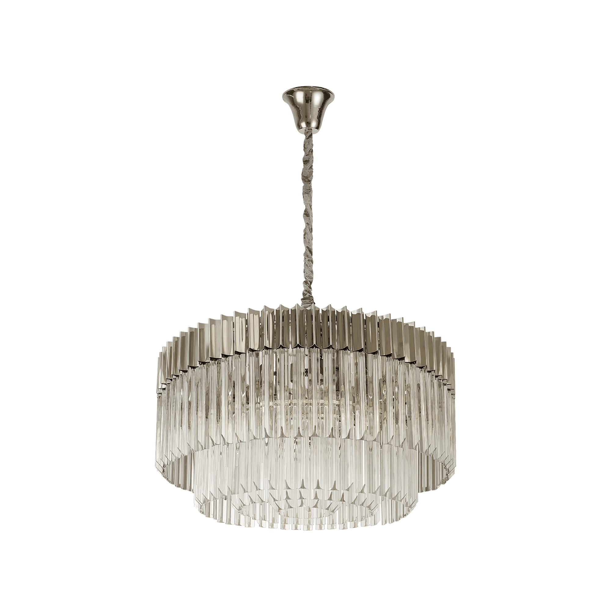 NL82359 Vienna Pendant Round 12 Light Polished Nickel/Clear Glass