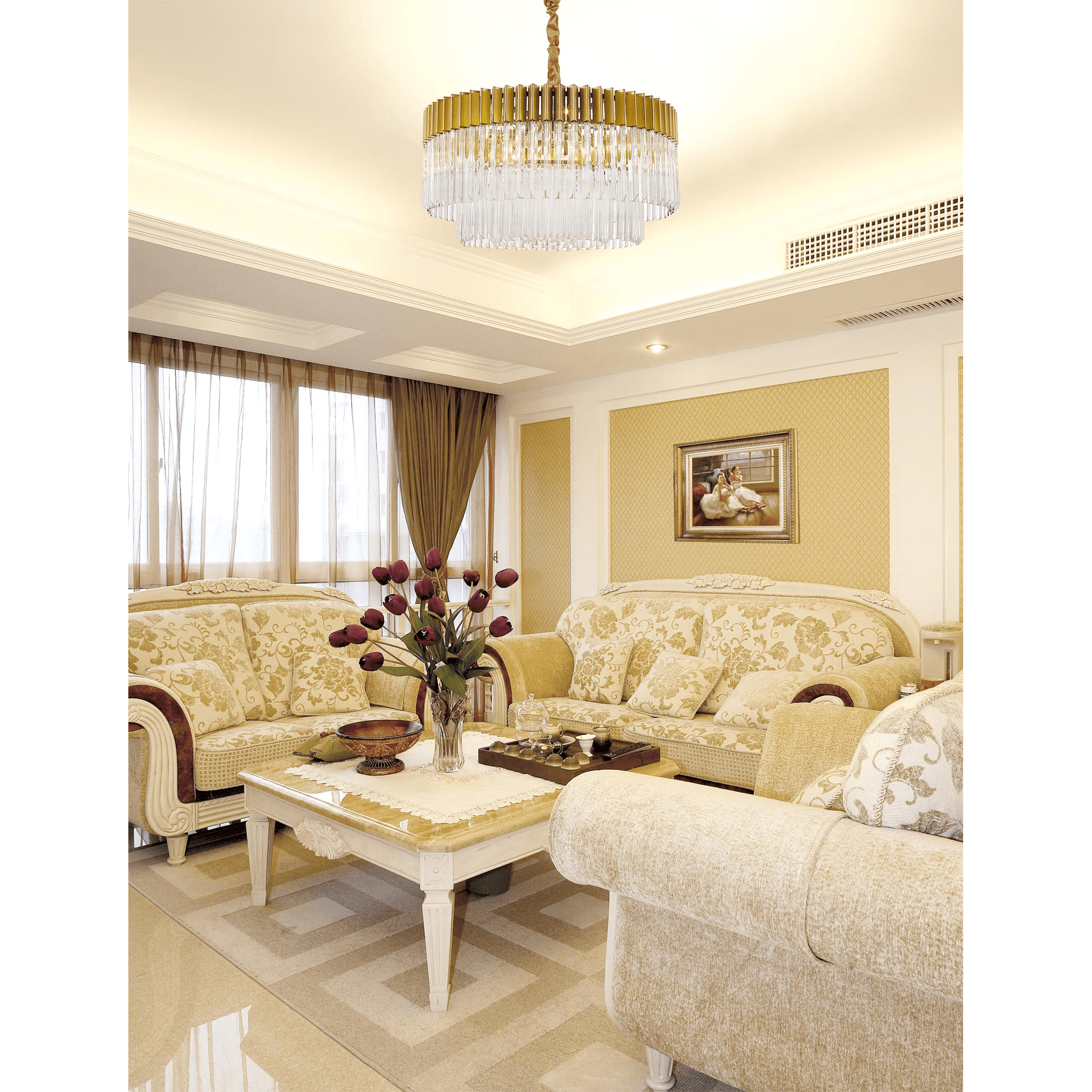 NL82359 Vienna Pendant Round 12 Light Polished Nickel/Clear Glass