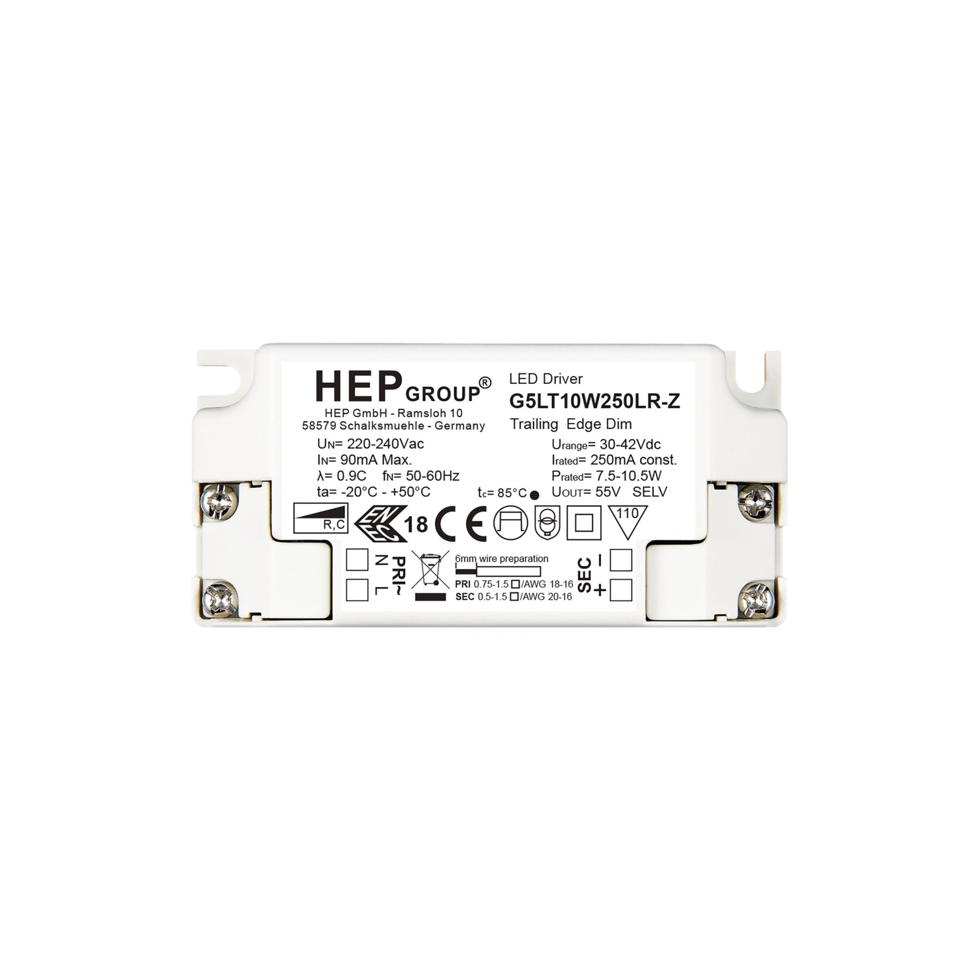 6008087 LED Driver CC 250mA 10.5W Phase Dim White
