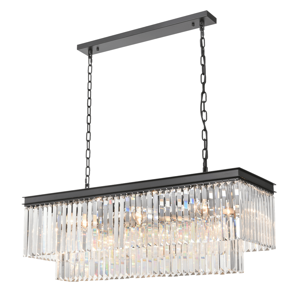 FL2413-11 Perdita 11 Light Pendant Black Crystal