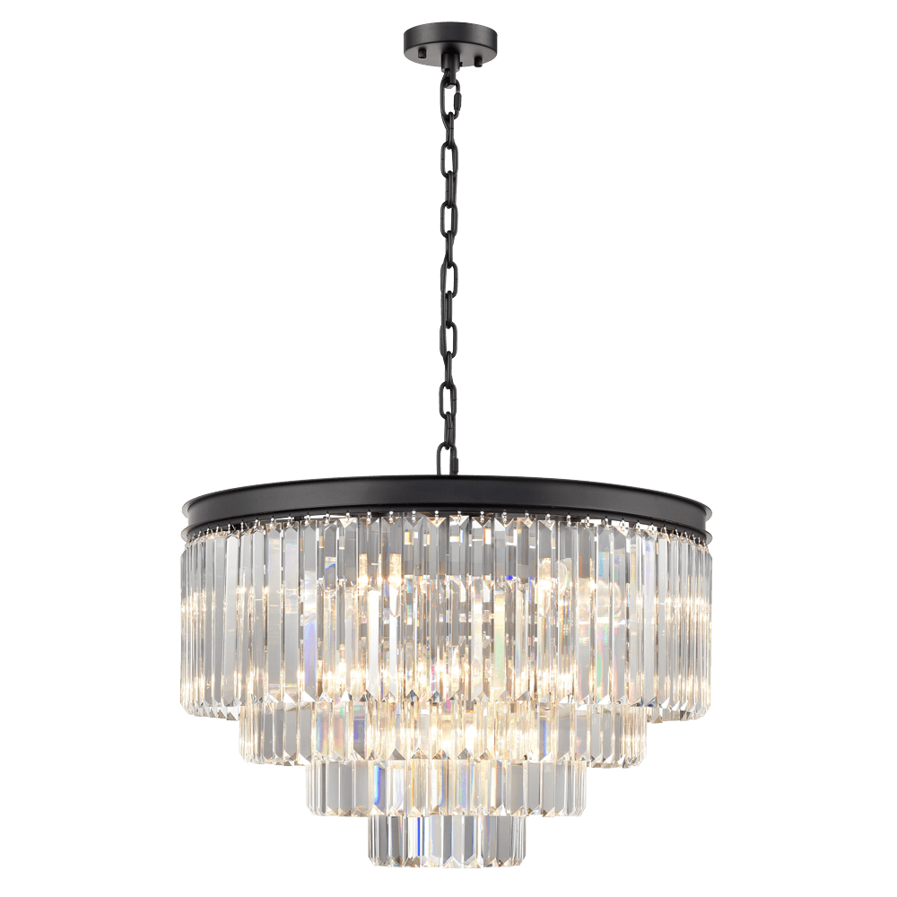 FL2413-20 Perdita 20 Light Pendant Black Crystal