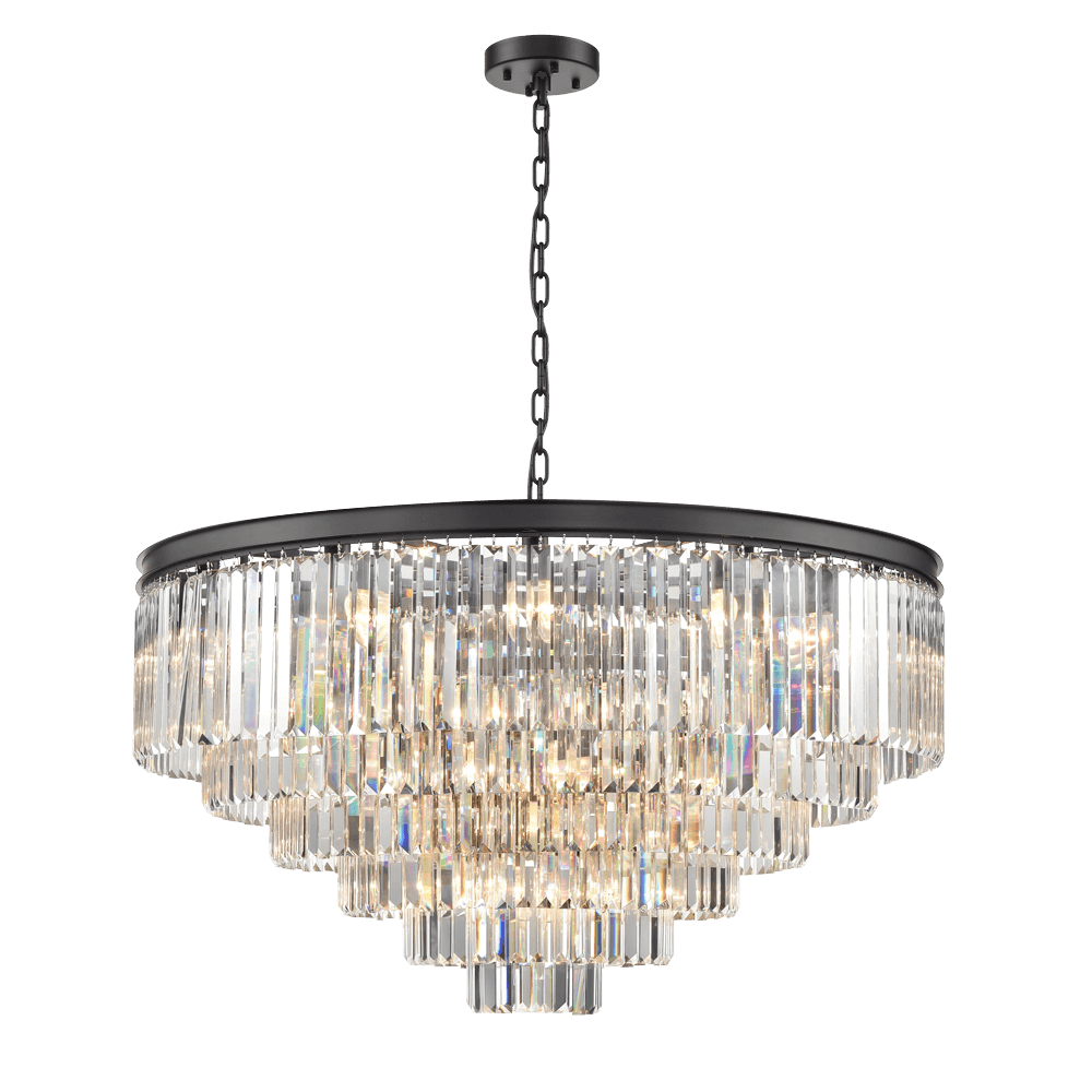 FL2413-30 Perdita 30 Light Pendant Black Crystal
