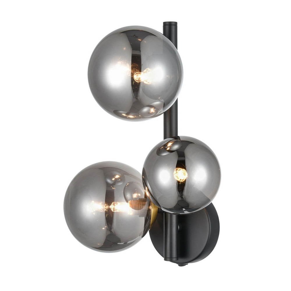 Atmosphere 3 Light Wall Bracket Black Smoked Glass