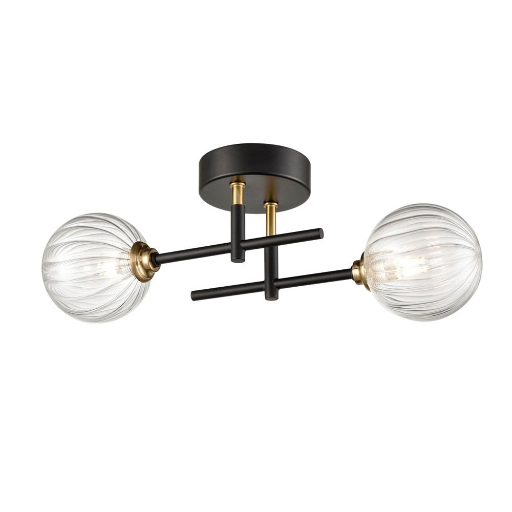 FL2463-2 Abstraction 2 Light Bathroom Ceiling / Wall Black Brass
