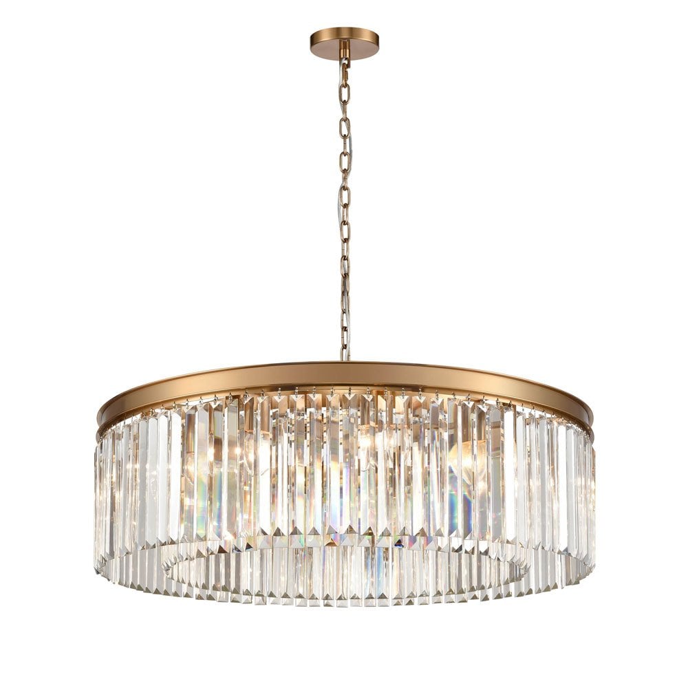 Perdita 10 Light Crystal Pendant Brushed Brass