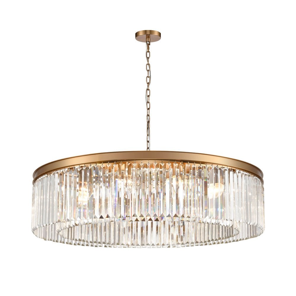 FL2465-12 Perdita 12 Light Crystal Pendant Brushed Brass