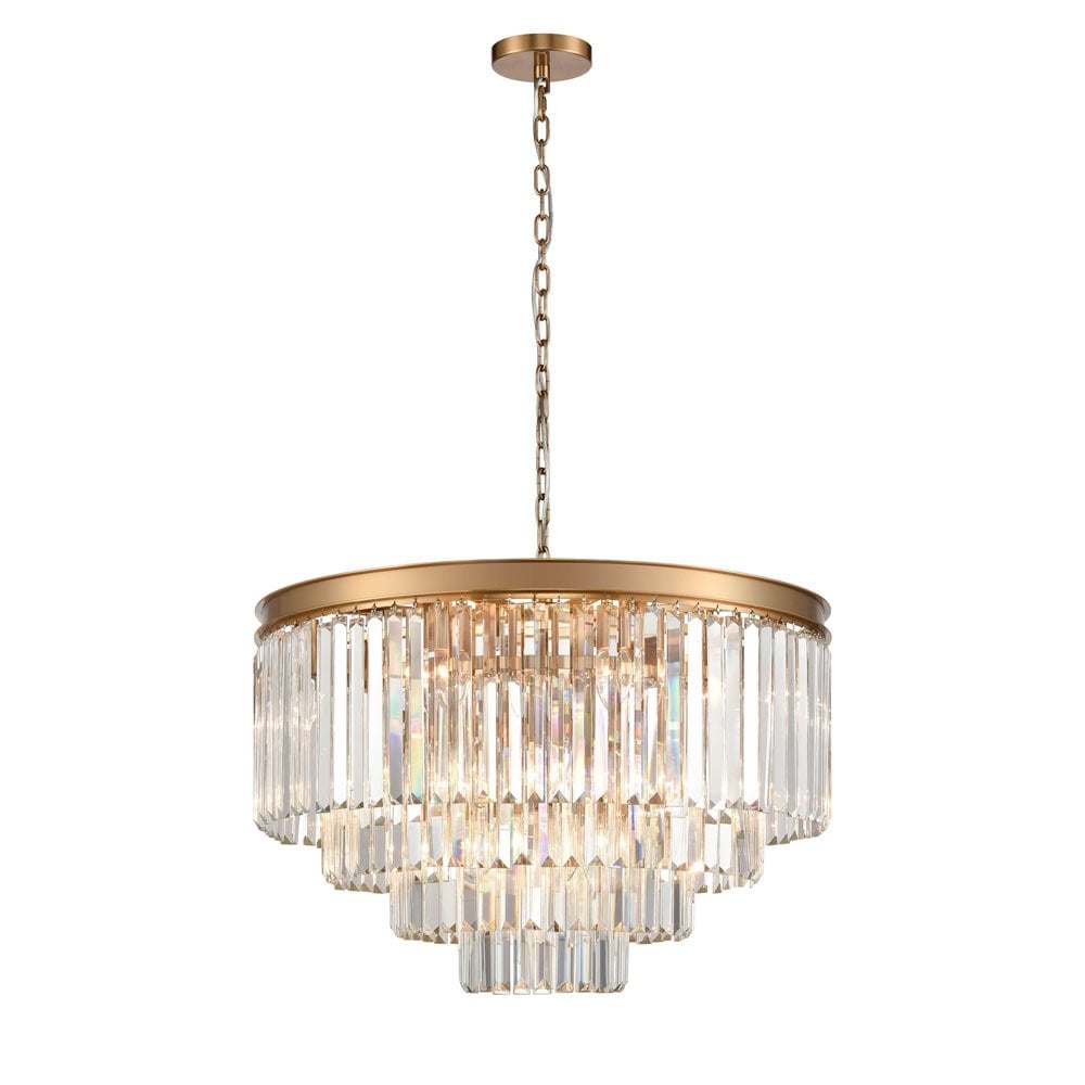 Perdita 20 Light Crystal Pendant Brushed Brass