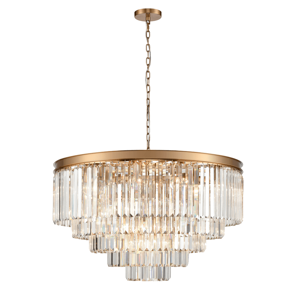 FL2465-27 Perdita 27 Light Crystal Pendant Brushed Brass