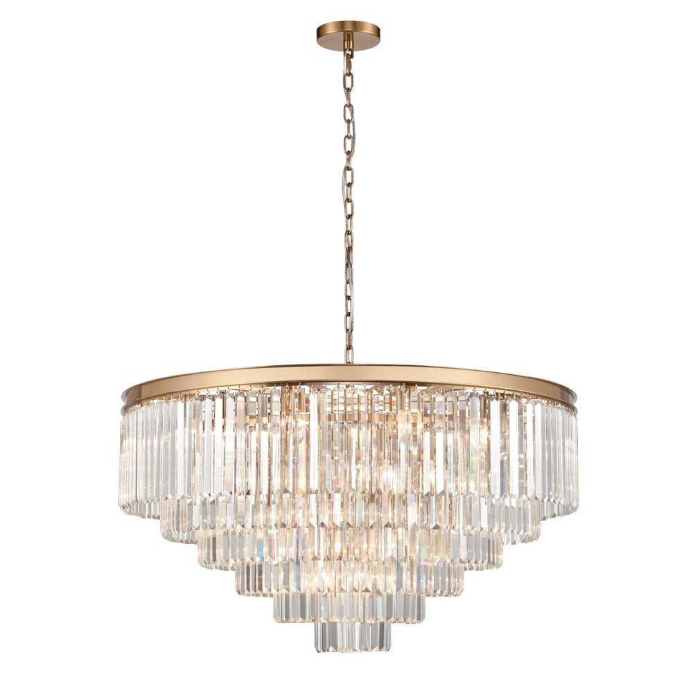 FL2465-30 Perdita 30 Light Crystal Pendant Brushed Brass