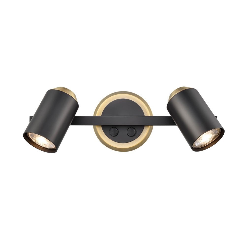 Hollywood 2 Light Spotlight Wall Bracket Black Brass