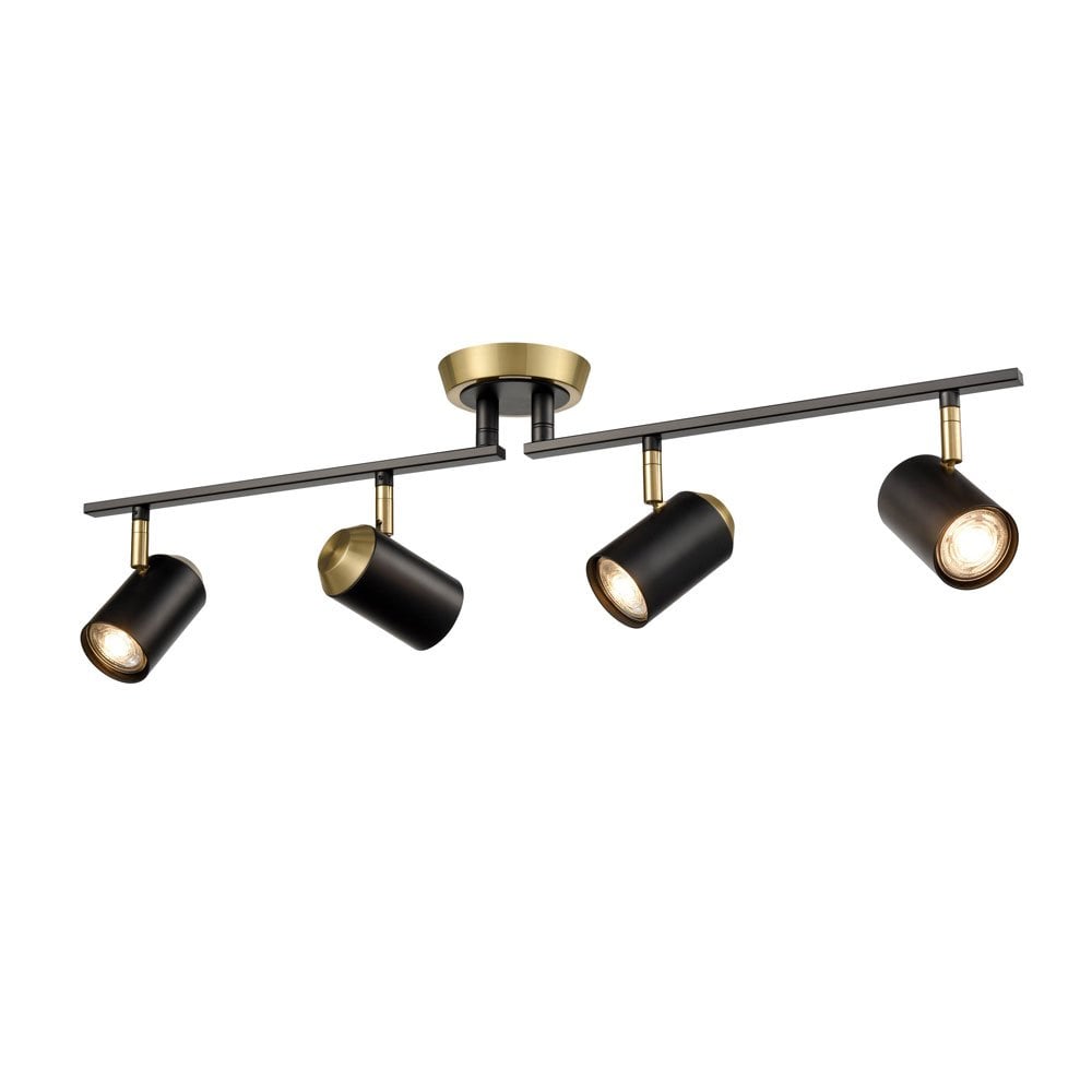 SPOT9104 Hollywood 4 Light Spotlight Flush Ceiling Black Brass