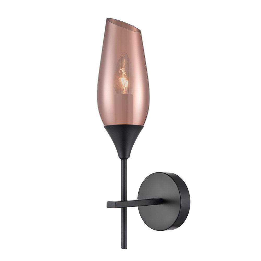 Taper Copper 1 Light Wall Bracket Black