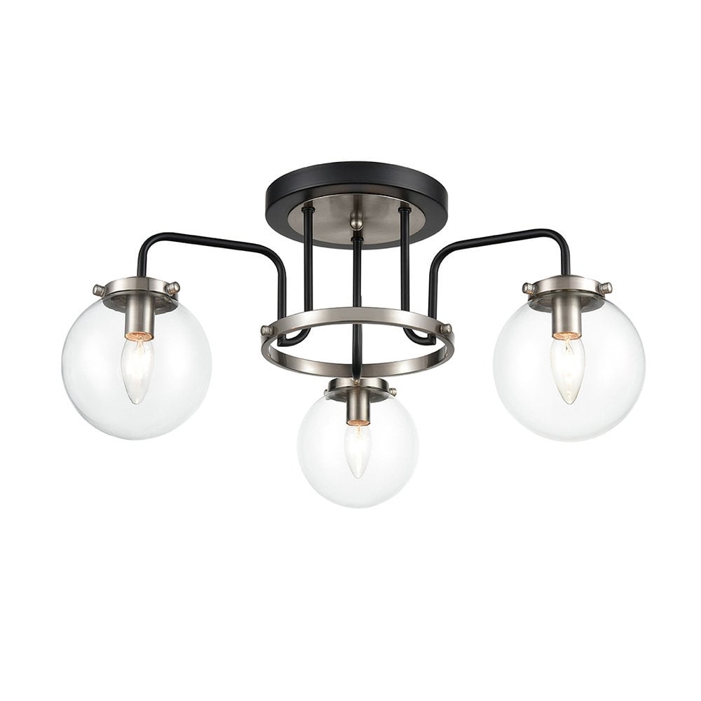 FL2437-3 Lithos 3 Light Ceiling Fitting Black / Silver