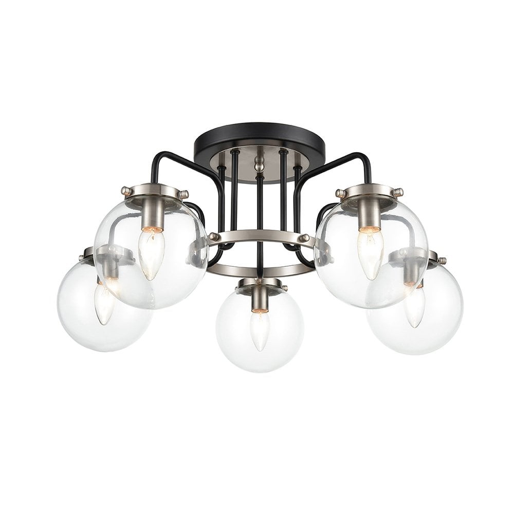 Lithos 5 Light Ceiling Fitting Black / Silver