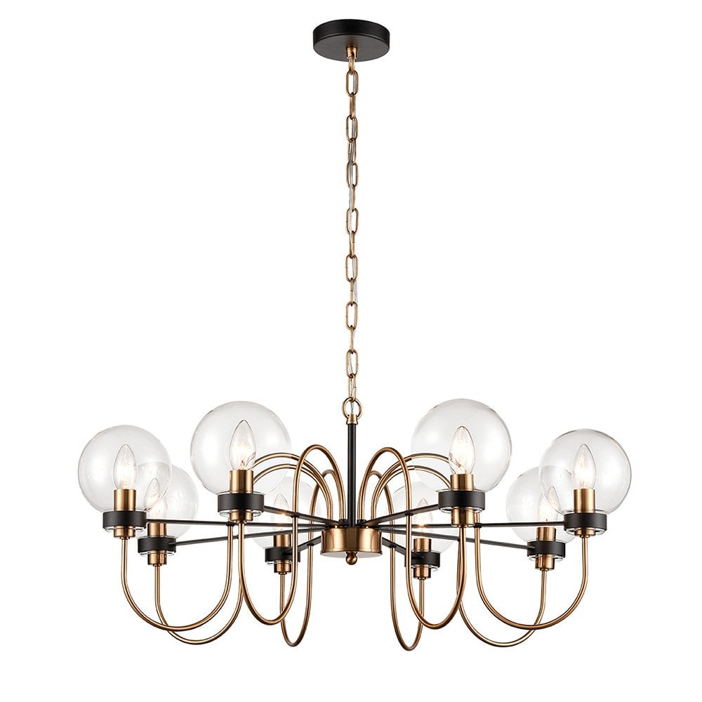 Equinox 8 Light Pendant Fitting (up) Black Gold