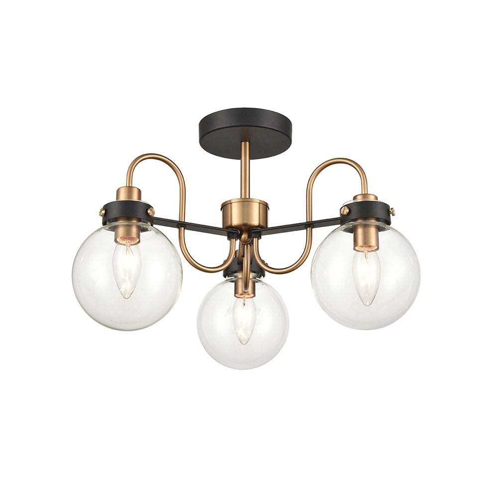 Equinox 3 Light Ceiling Fitting (down) Black Gold