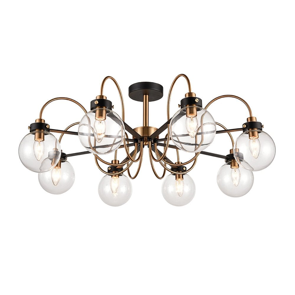 Equinox 8 Light Ceiling Fitting (down) Black Gold