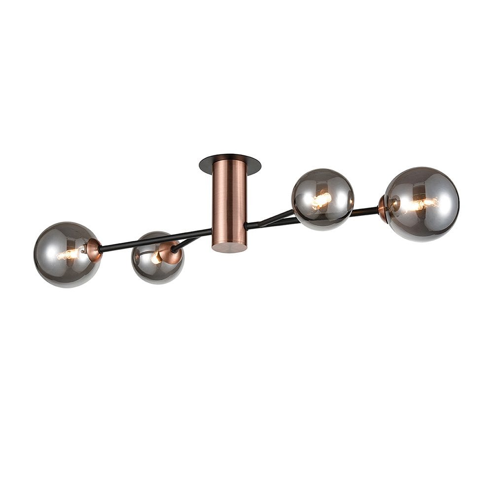 Solstice 4 Light Ceiling Fitting Black Copper Smoke