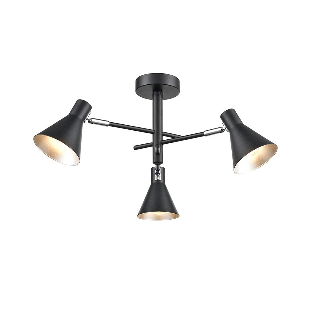Skoop 3 Light Ceiling Fitting Black Silver