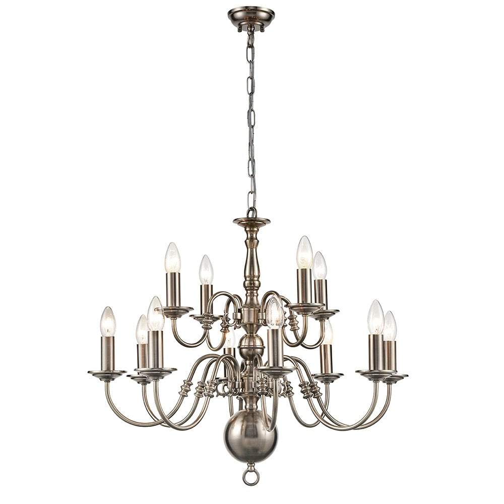 FL2450-12 Mondrian 12 Light Chandelier Pewter