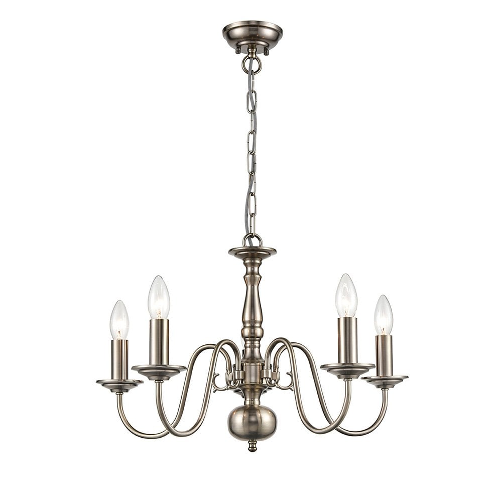 Mondrian 5 Light Chandelier Pewter
