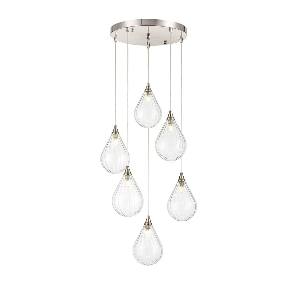 FL2453-6 Perry 6 Light Pendant Satin Nickel