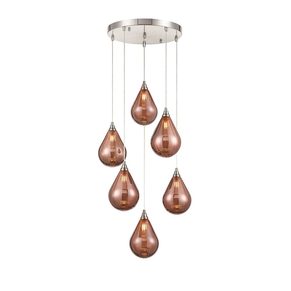 FL2453-6 Perry 6 Light Pendant Satin Nickel