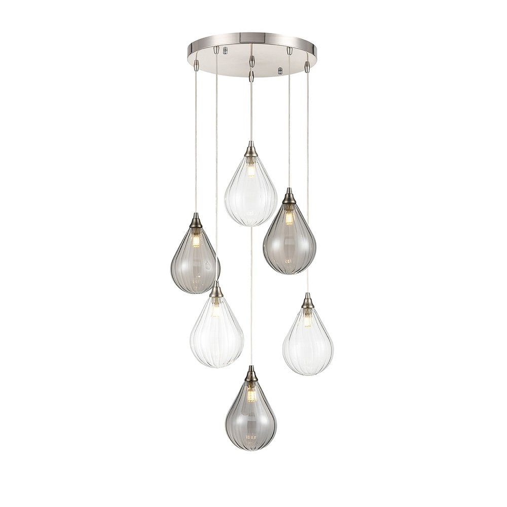 FL2453-6 Perry 6 Light Pendant Satin Nickel