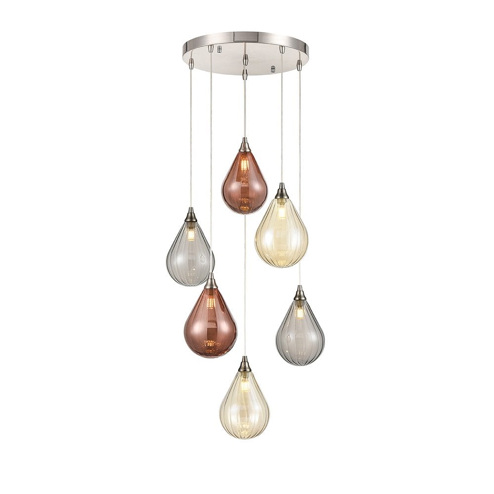 FL2453-6 Perry 6 Light Pendant Satin Nickel