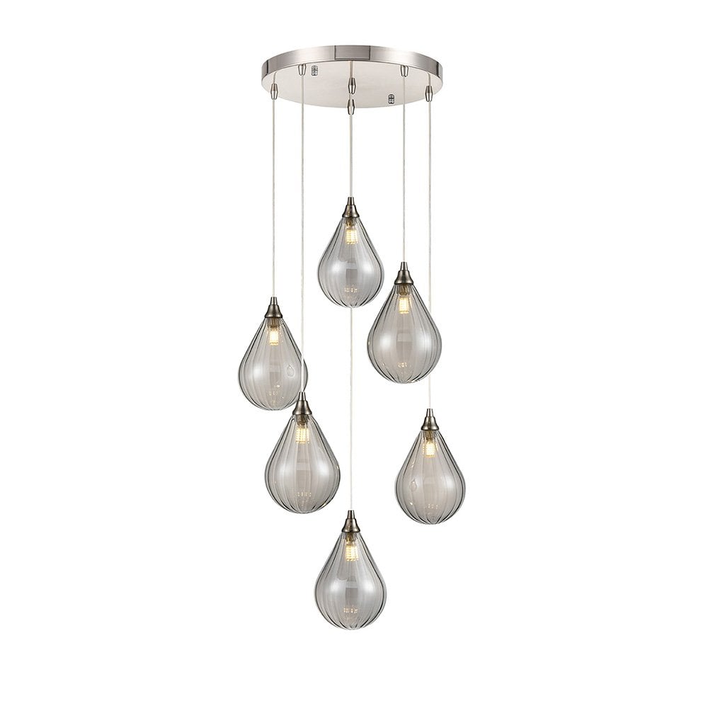FL2453-6 Perry 6 Light Pendant Satin Nickel