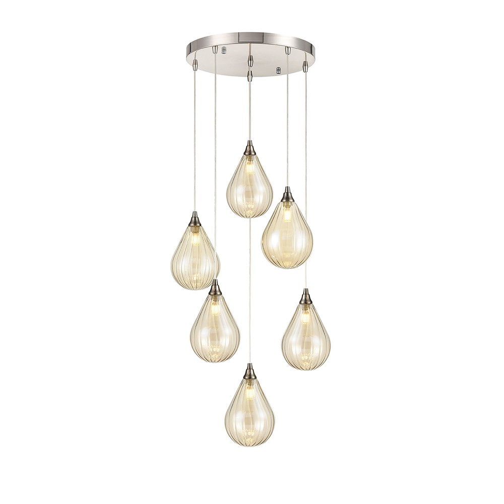 FL2453-6 Perry 6 Light Pendant Satin Nickel