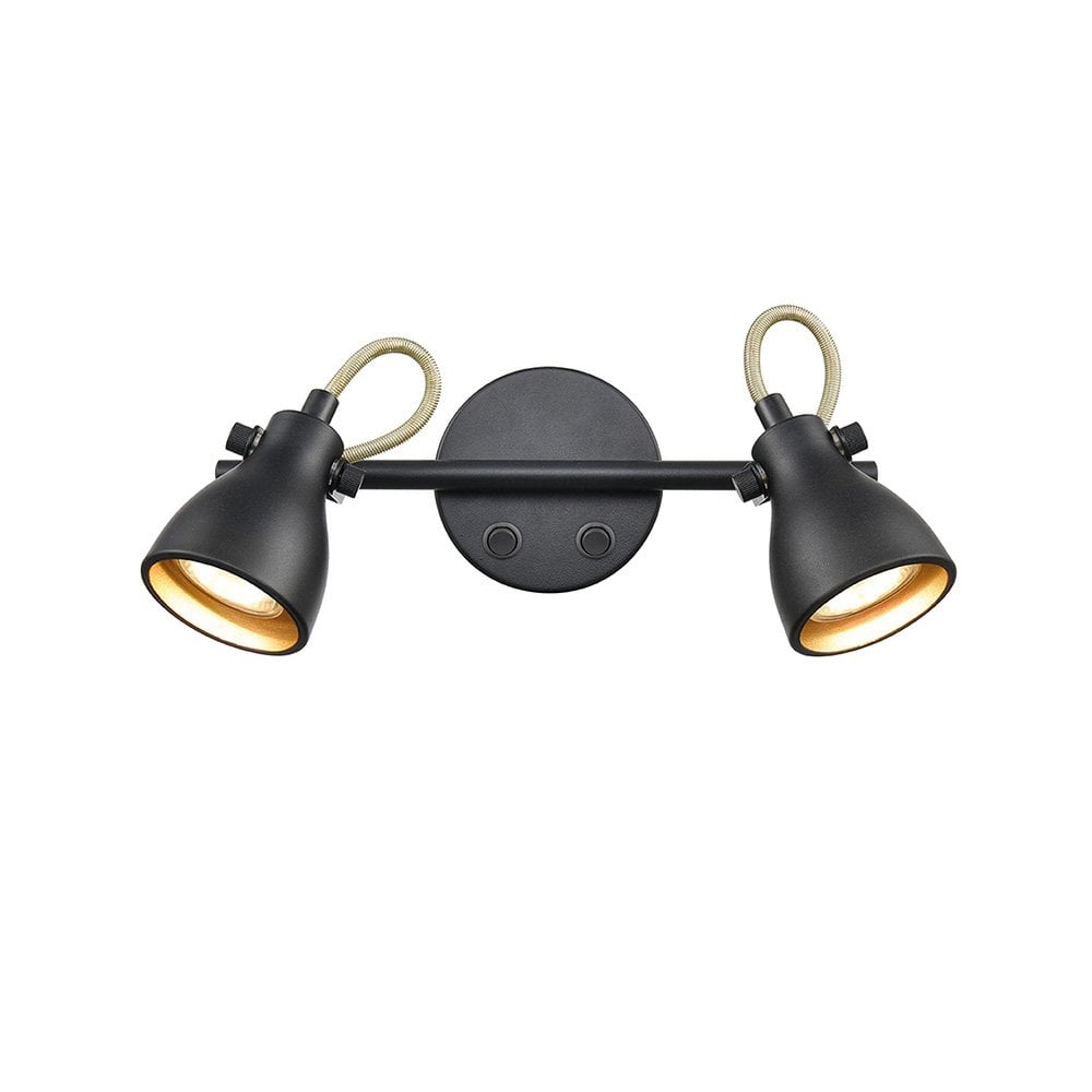 SPOT9052 Taza 2 Light Spotlight Wall Bracket Black Gold