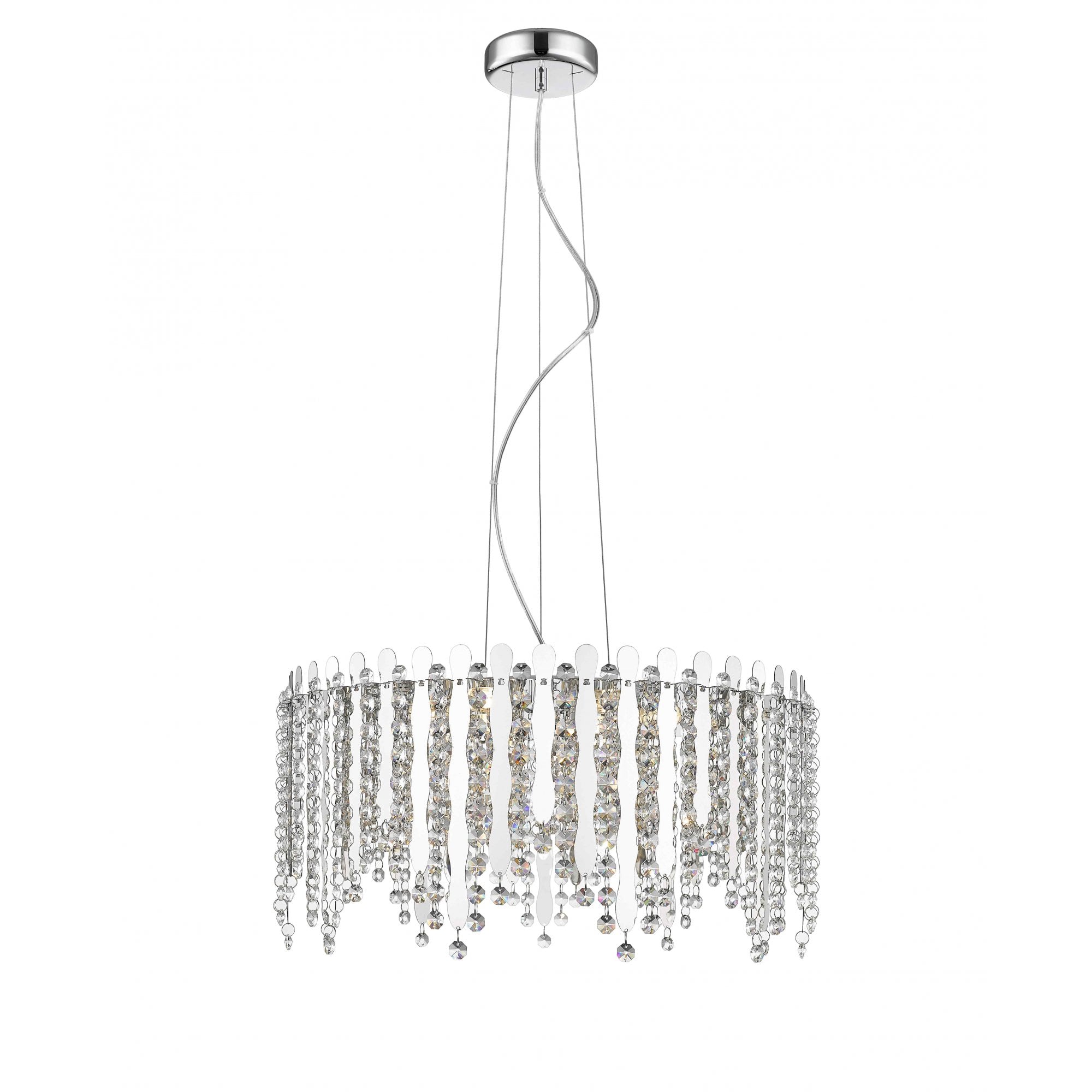 LED2105/06/CH Belize 6 Light LED Pendant Chrome Crystal