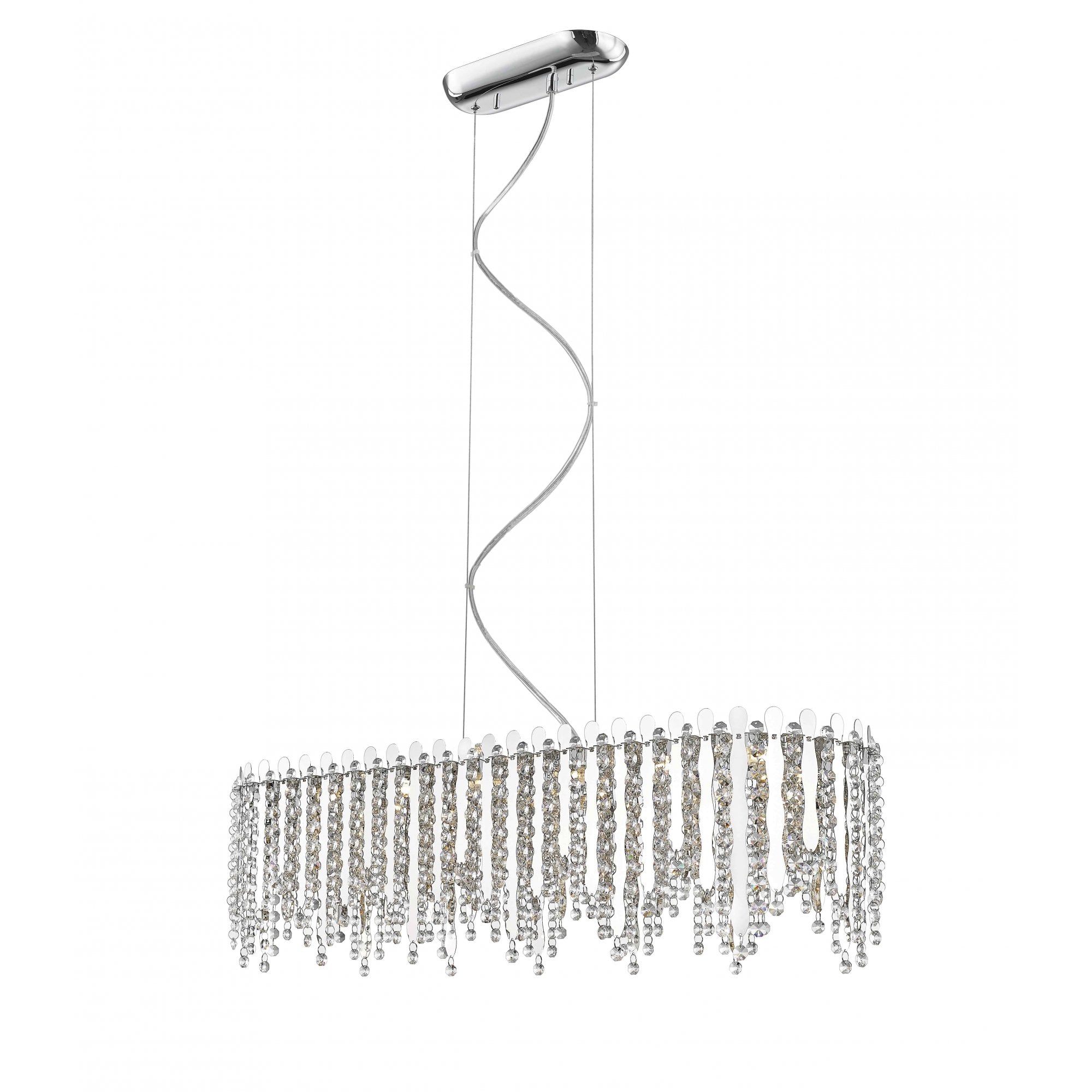 LED2105/06/OBL/CH Belize 6 Light LED Oblong Pendant Chrome Crystal