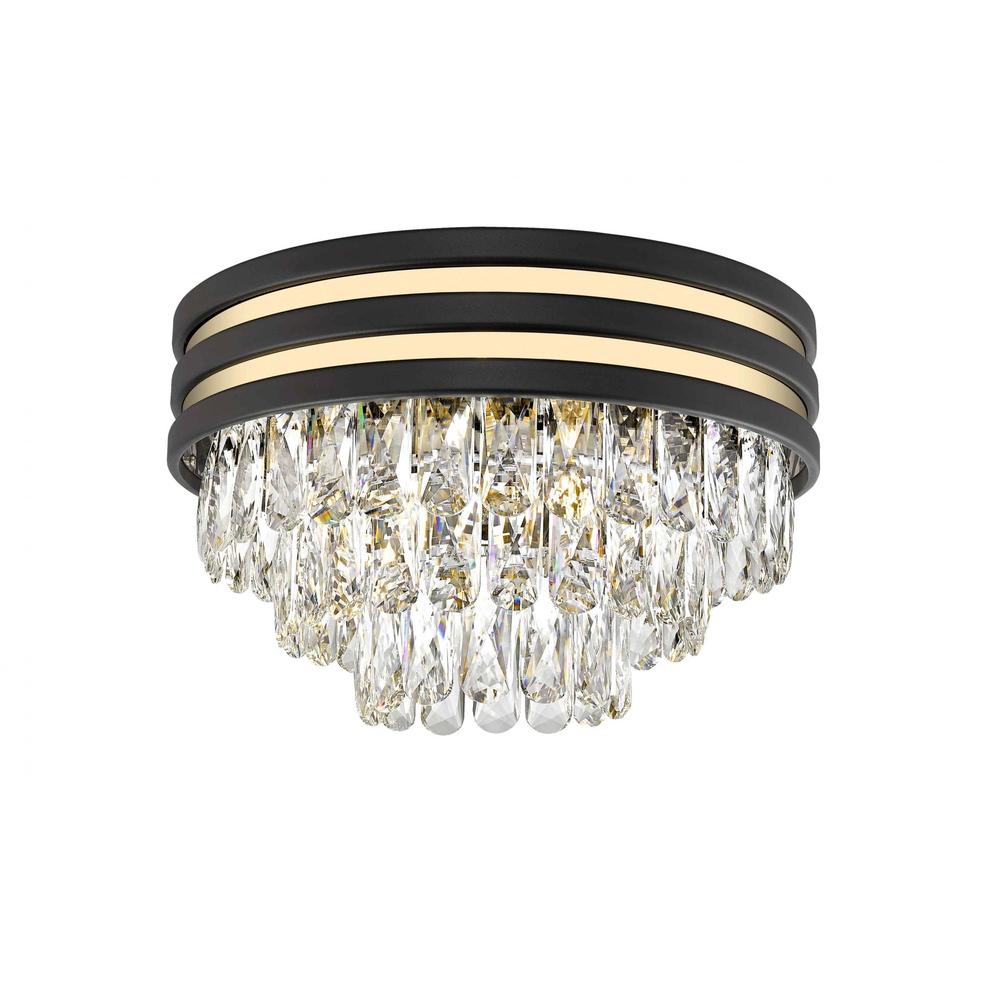 CF2104/04/PL/G/MBLK Cuba 4 Light Flush Ceiling Light Gold Black Crystal