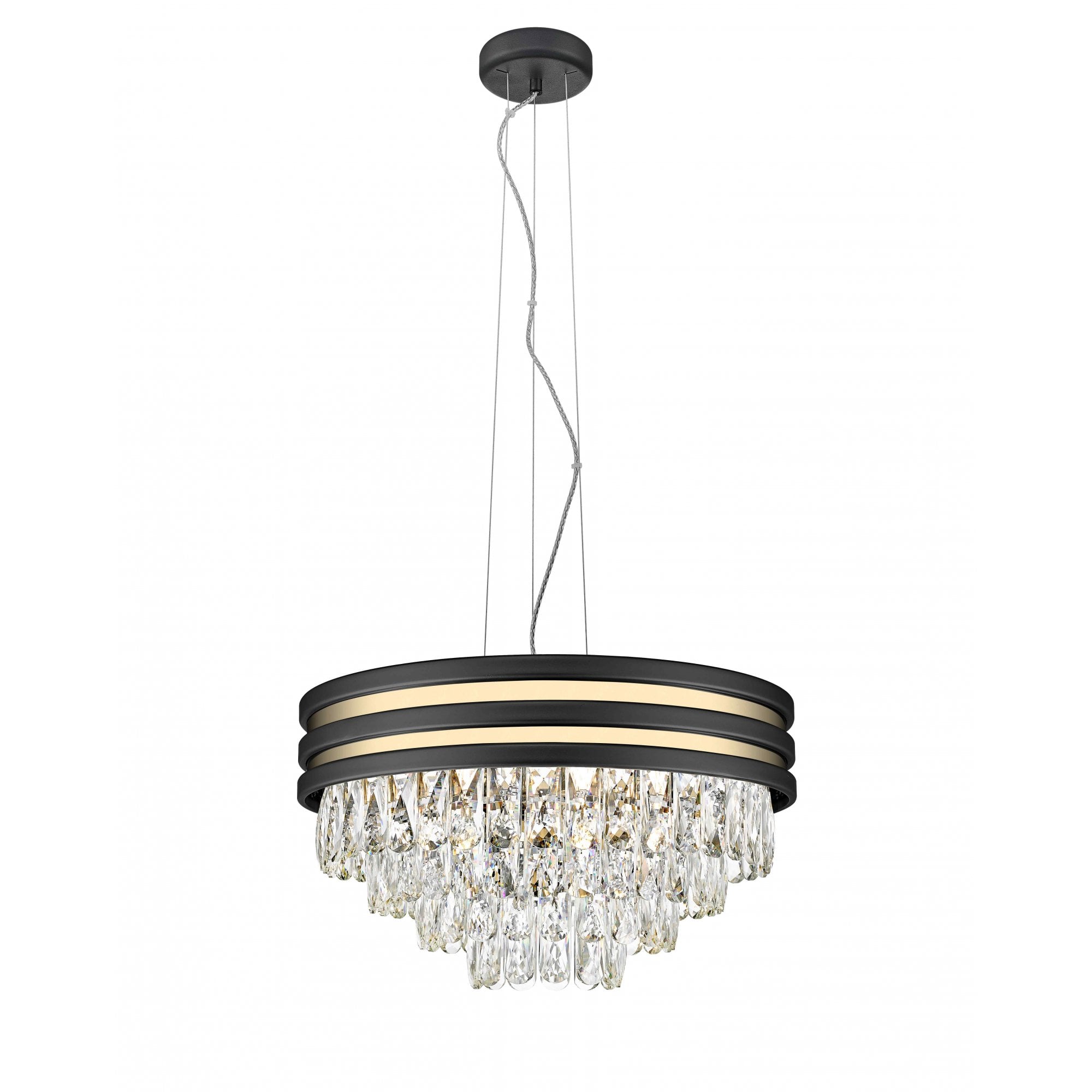 CF2104/05/G/MBLK Cuba 5 Light Pendant Gold Black Crystal