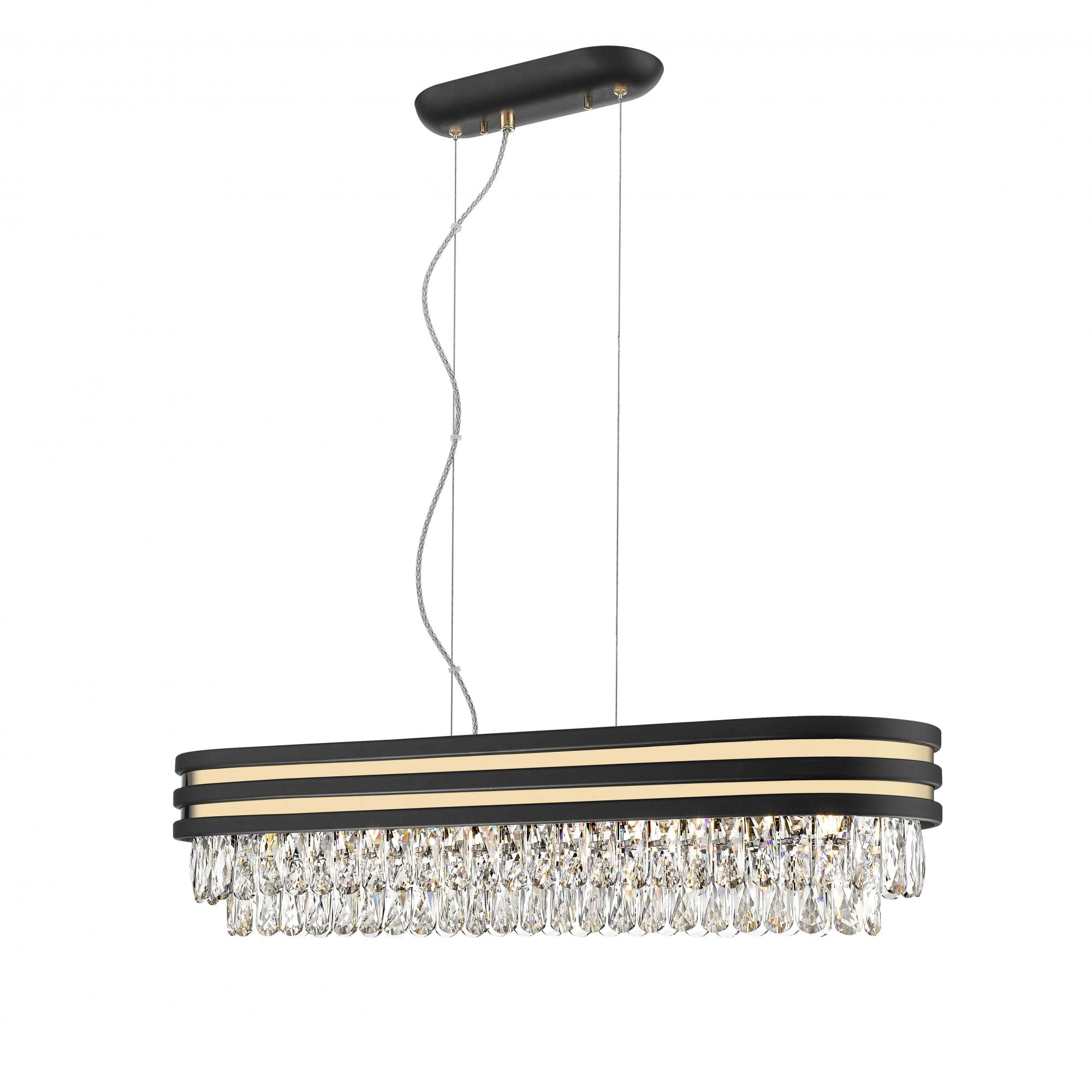 CF2104/06/OBL/G/MBLK Cuba 6 Light Oblong Pendant Gold Black Crystal