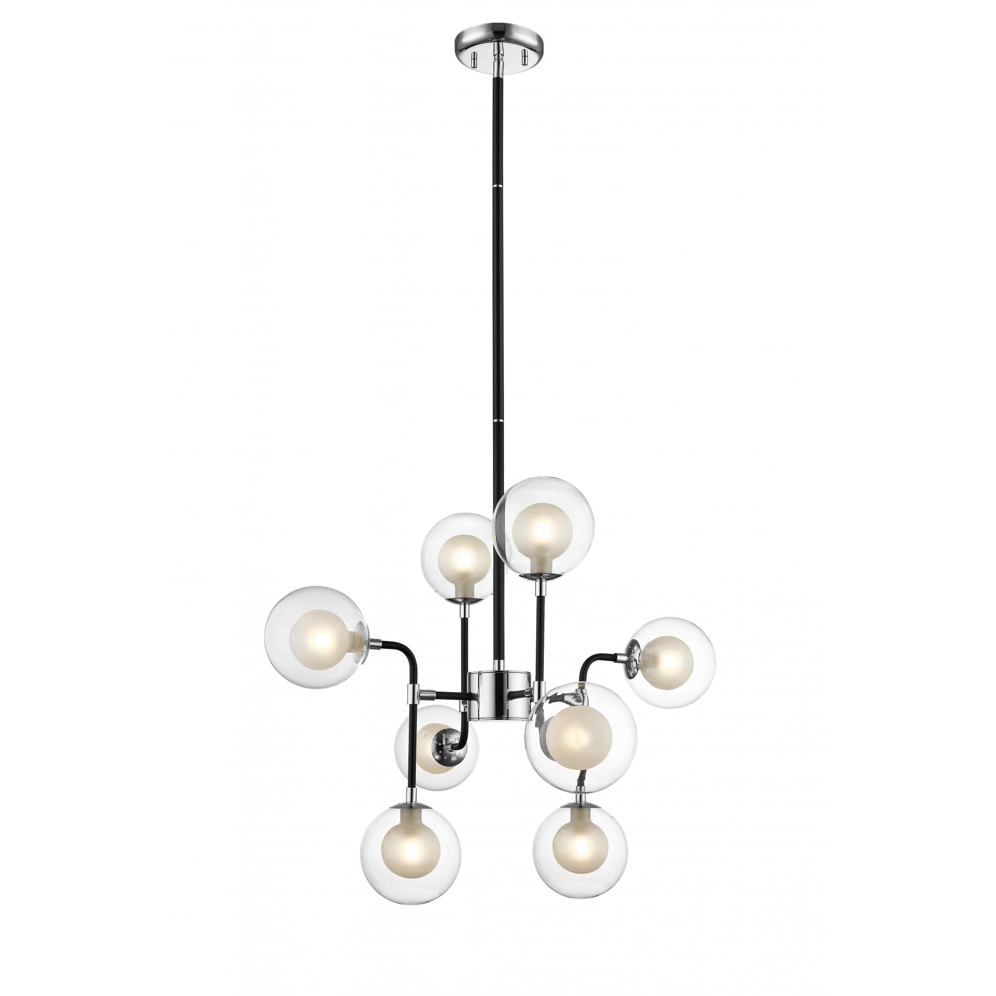 PGH1806/08/CH/MBLK Remy 8 Light Ceiling Light Chrome Black