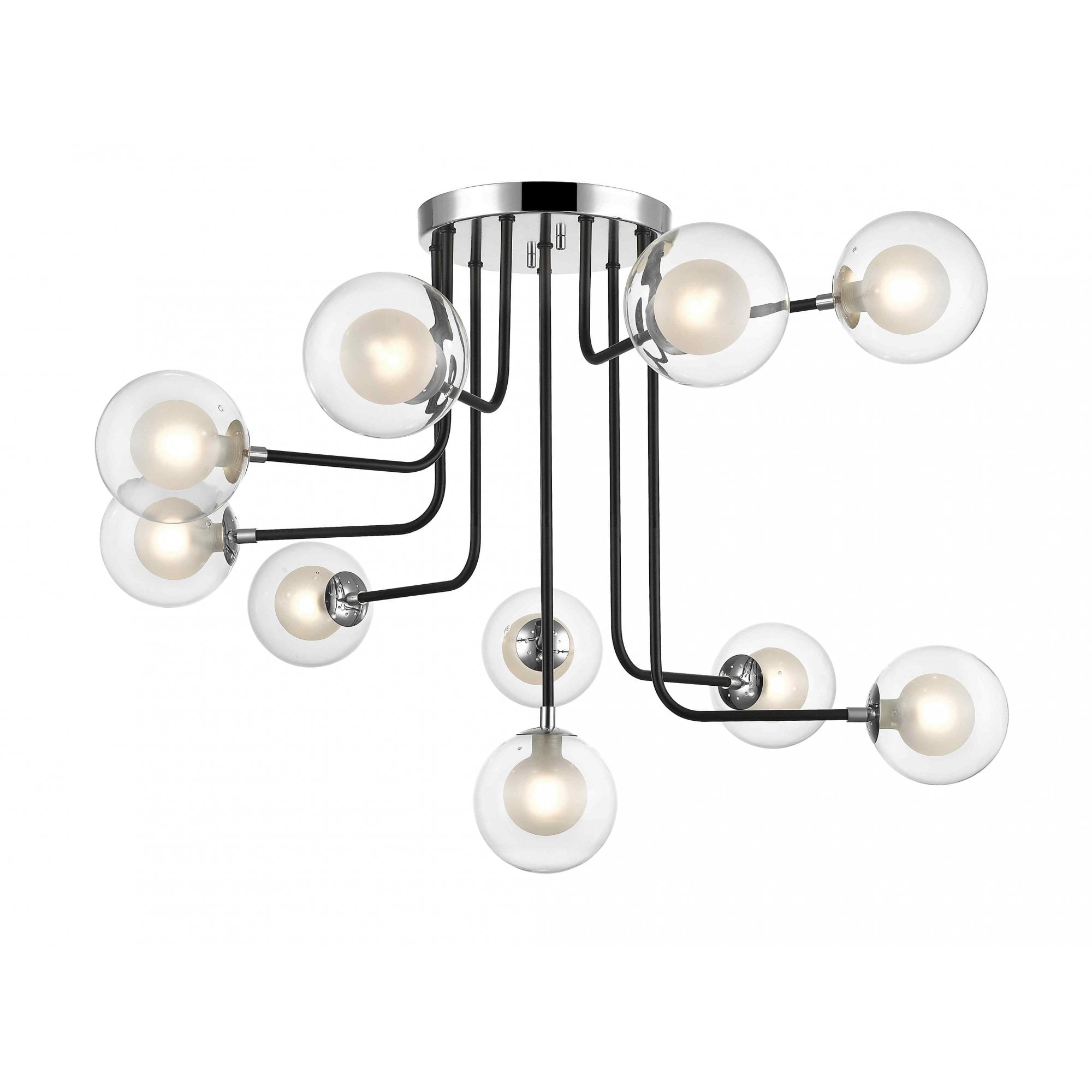 PGH1806/10/CH/MBLK Remy 10 Light Ceiling Light Chrome Black
