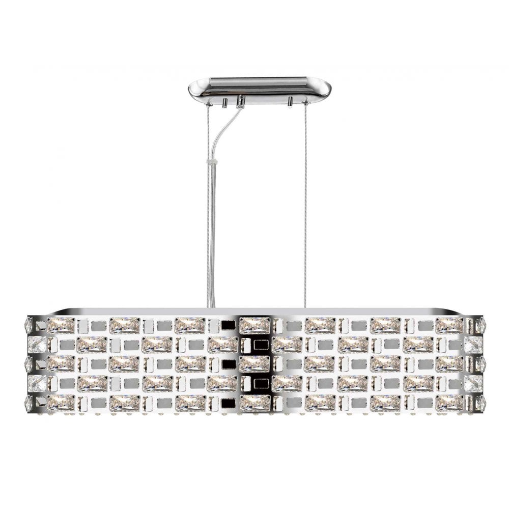 CFH1811/06/OBL/CH Lola 6 Light Oblong Pendant Chrome Crystal
