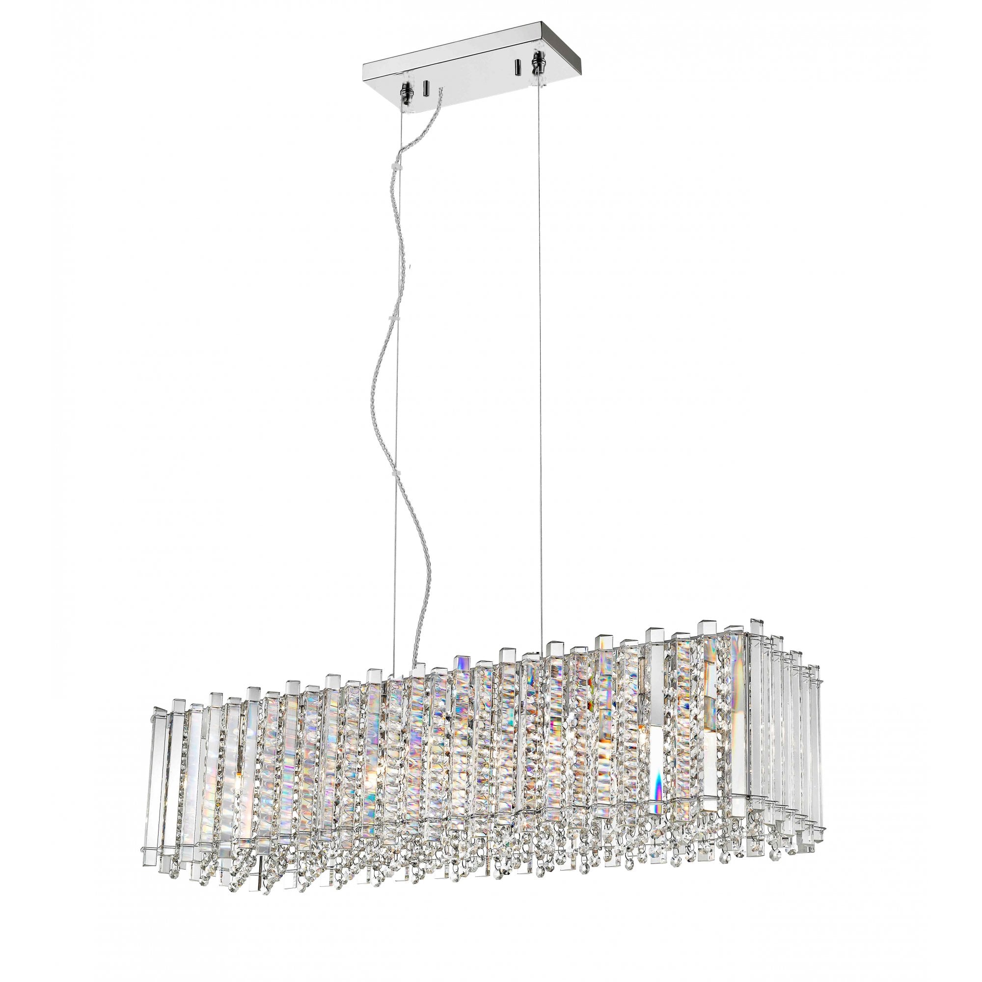 CFH1812/07/OBL/CH Clara 7 Light Oblong Pendant Chrome Crystal